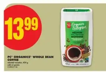 No Frills PC Organics Whole Bean Coffee offer