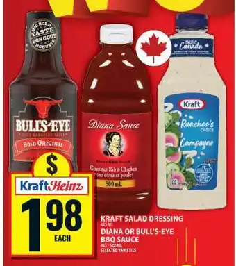Food Basics Kraft Salad Dressing, Diana or Bull's-Eye BBQ Sauce offer