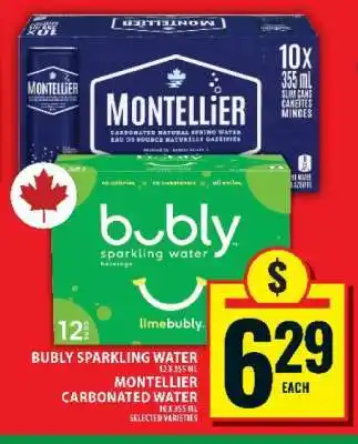 Food Basics Bubly Sparkling Water & Montellier Carbonated Water offer