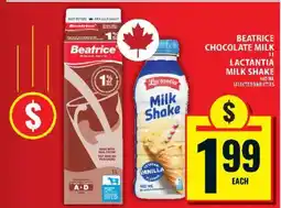 Food Basics Beatrice Chocolate Milk 1L / Lactantia Milk Shake 460mL offer