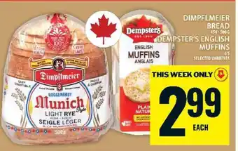 Food Basics Dimpflmeier Bread & Dempster's English Muffins offer