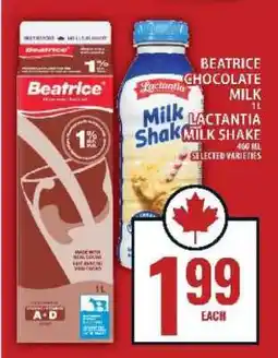 Food Basics Beatrice Chocolate Milk / Lactantia Milk Shake offer