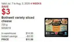 Costco Bothwell variety sliced cheese offer