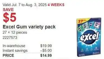 Costco Excel Gum variety pack offer