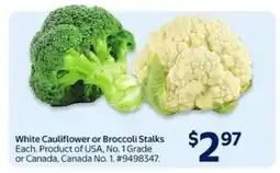 Walmart White Cauliflower or Broccoli Stalks offer