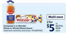 Walmart Dempster's or Wonder White or Whole Wheat Bread offer