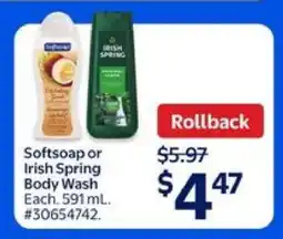 Walmart SOFTSOAP or IRISH SPRING BODY WASH offer