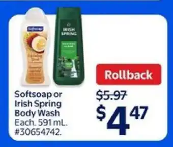 Walmart SOFTSOAP or IRISH SPRING BODY WASH offer