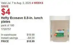 Costco Hefty Ecosave 8.8-in. lunch plates offer