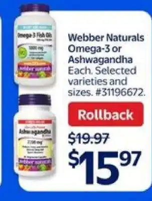 Walmart Webber Naturals Omega-3 or Ashwagandha offer