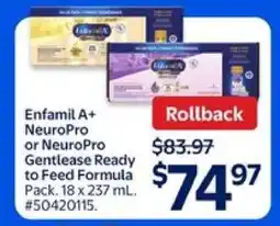 Walmart Enfamil A+ NeuroPro or NeuroPro Gentlease Ready to Feed Formula Pack offer