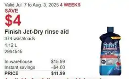 Costco Finish jet dry rinse aid offer