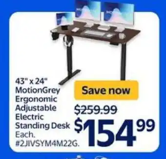 Walmart MotionGrey Ergonomic Adjustable Electric Standing Desk offer