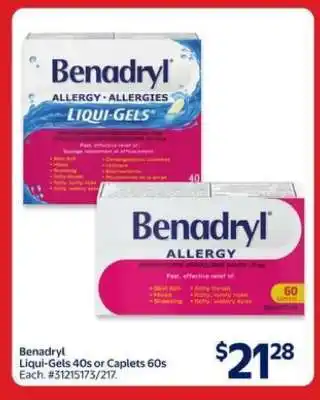 Walmart Benadryl Liqui-Gels or Caplets offer