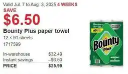 Costco Bounty plus paper towel offer