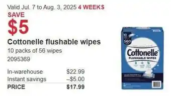 Costco Cottonelle flushable wipes offer