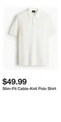 H&M Slim-Fit Cable-Knit Polo Shirt offer