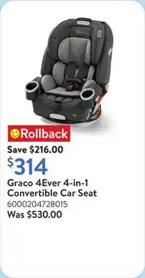 Walmart Graco 4Ever 4-in-1 Convertible Car Seat offer
