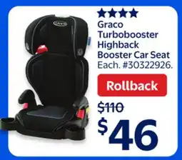 Walmart Graco Turbobooster Highback Booster Car Seat offer