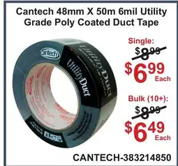 Atlas Tools & Machinery Cantech 48mm X 50m 6mil Utility Grade Poly Coated Duct Tape offer