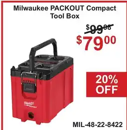 Atlas Tools & Machinery Milwaukee PACKOUT Compact Tool Box offer