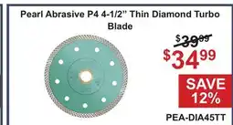 Atlas Tools & Machinery Pearl Abrasive P4 4-1/2 Thin Diamond Turbo Blade offer