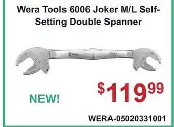 Atlas Tools & Machinery Wera Tools 6006 Joker M/L Self-Setting Double Spanner offer