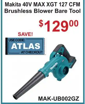 Atlas Tools & Machinery Makita 40V MAX XGT 127 CFM Brushless Blower Bare Tool offer