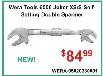 Atlas Tools & Machinery Wera Tools 6006 Joker XS/S Self-Setting Double Spanner offer