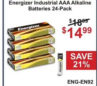 Atlas Tools & Machinery Energizer Industrial AAA Alkaline Batteries offer