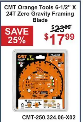 Atlas Tools & Machinery CMT Orange Tools 6-1/2 X 24T Zero Gravity Framing Blade offer