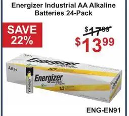 Atlas Tools & Machinery Energizer Industrial AA Alkaline Batteries 24-Pack offer