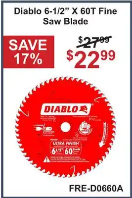 Atlas Tools & Machinery Diablo 6-1/2 X 60T Fine Saw Blade offer