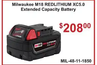 Atlas Tools & Machinery Milwaukee M18 REDLITHIUM XC5.0 Extended Capacity Battery offer
