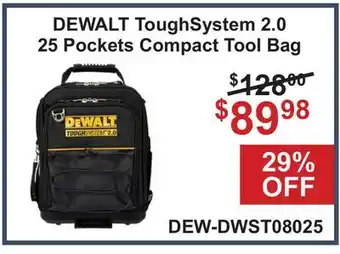 Atlas Tools & Machinery DEWALT ToughSystem 2.0 25 Pockets Compact Tool Bag offer