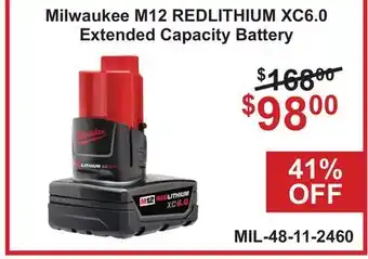 Atlas Tools & Machinery Milwaukee M12 REDLITHIUM XC6.0 Extended Capacity Battery offer