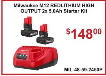 Atlas Tools & Machinery Milwaukee M12 REDLITHIUM HIGH OUTPUT 2x 5.0Ah Starter Kit offer