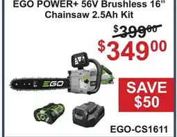 Atlas Tools & Machinery EGO POWER+ 56V Brushless 16 Chainsaw 2.5Ah Kit offer