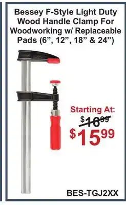 Atlas Tools & Machinery Bessey F-Style Light Duty Wood Handle Clamp For offer