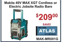 Atlas Tools & Machinery Makita 40V MAX XGT Cordless or Electric Jobsite Radio Bare offer