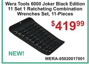 Atlas Tools & Machinery Wera Tools 6000 Joker Black Edition 11 Set 1 Ratcheting Combination Wrenches Set, 11-Pieces offer