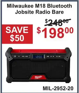 Atlas Tools & Machinery Milwaukee M18 Bluetooth Jobsite Radio Bare offer