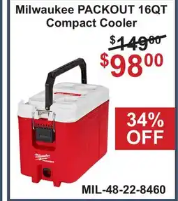 Atlas Tools & Machinery Milwaukee PACKOUT 16QT Compact Cooler offer