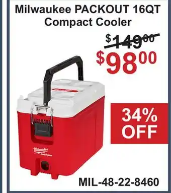Atlas Tools & Machinery Milwaukee PACKOUT 16QT Compact Cooler offer