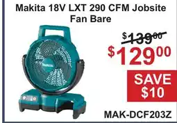 Atlas Tools & Machinery Makita 18V LXT 290 CFM Jobsite Fan Bare offer