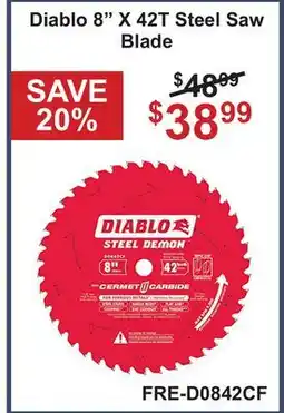Atlas Tools & Machinery Diablo 8 X 42T Steel Saw Blade offer