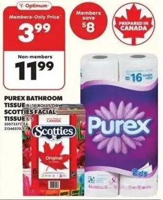 Independent Grocer Purex bathroom tissue or scotties facial tissue offer