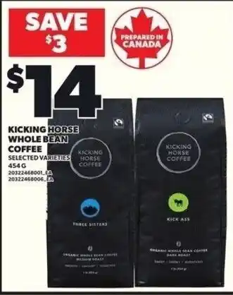 Independent Grocer Kicking horse whole bean coffee offer