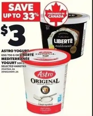 Independent Grocer Astro yogurt liberte mediterranee yogurt offer