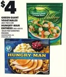 Independent Grocer Green giant vegetables or hungry man entrees offer